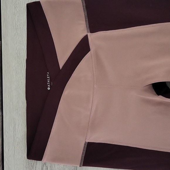 🛍Athleta Womens S Chroma 7/8 Tight Burgundy Pink Color Block Leggings Active‎ - Picture 2 of 7